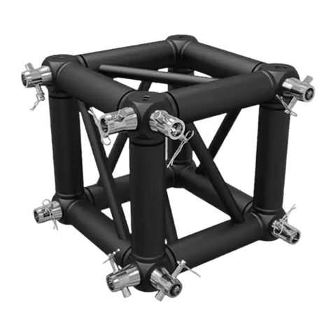 Global F34 Black - 6 Way Cube Corner, aluminium stage truss