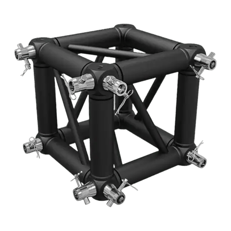 Global F34 Black - 6 Way Cube Corner, aluminium stage truss